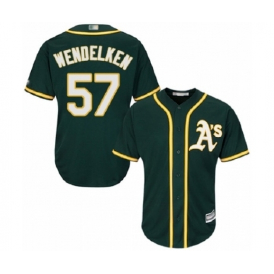 Youth Oakland Athletics #57 J.B. Wendelken Authentic Green Alternate 1 Cool Base Baseball Player Jersey - Ujersey
