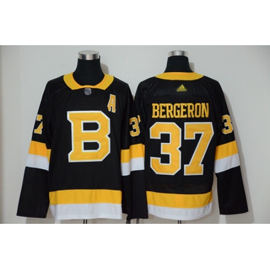Men's Adidas Boston Bruins #37 Patrice Bergeron Black Throwback Authentic Stitched Hockey Jersey - Ujersey