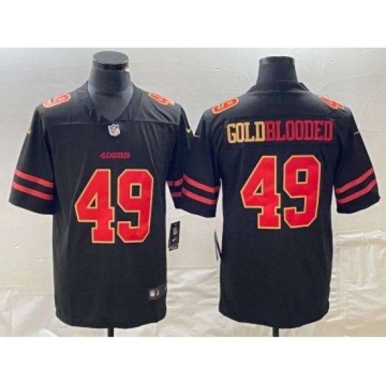 Men's Nike San Francisco 49ers #49 Gold Blooded Black 2022 Vapor Stitched Limited Jersey - Ujersey