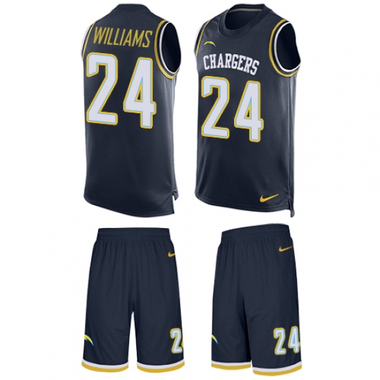 Men's Nike Los Angeles Chargers #24 Trevor Williams Limited Navy Blue Tank Top Suit NFL Jersey - Ujersey