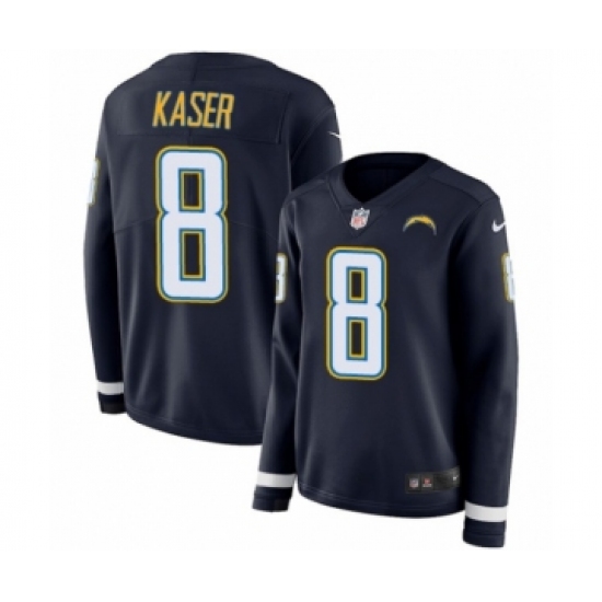 Women's Nike Los Angeles Chargers #8 Drew Kaser Limited Navy Blue Therma Long Sleeve NFL Jersey - Ujersey