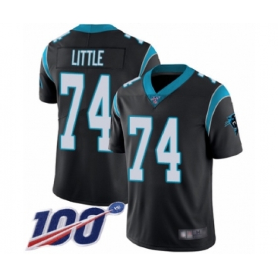 Men's Carolina Panthers #74 Greg Little Black Team Color Vapor Untouchable Limited Player 100th Season Football Jersey - Ujersey