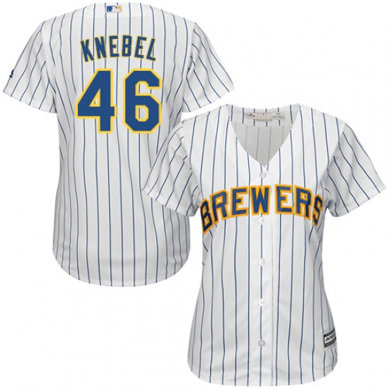 Women's Majestic Milwaukee Brewers #46 Corey Knebel Authentic White Alternate Cool Base MLB Jersey - Ujersey