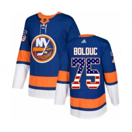 Youth New York Islanders #75 Samuel Bolduc Authentic Royal Blue USA Flag Fashion Hockey Jersey - Ujersey