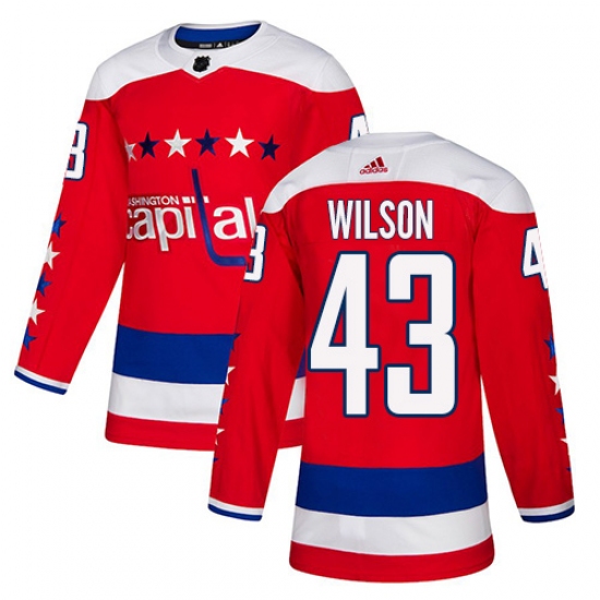 Men's Adidas Washington Capitals #43 Tom Wilson Authentic Red Alternate NHL Jersey - Ujersey