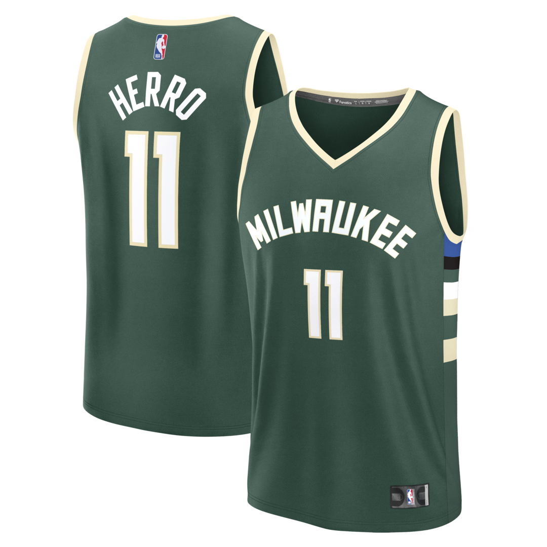 Men's Milwaukee Bucks Tyler Herro Fanatics Hunter Green Fast Break Replica Jersey - Icon Edition - U-jersey