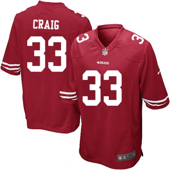 Men's Nike San Francisco 49ers #33 Roger Craig Game Red Team Color NFL Jersey - Ujersey