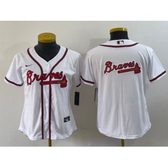 Women's Atlanta Braves Blank White Stitched MLB Cool Base Nike Jersey1 - Ujersey