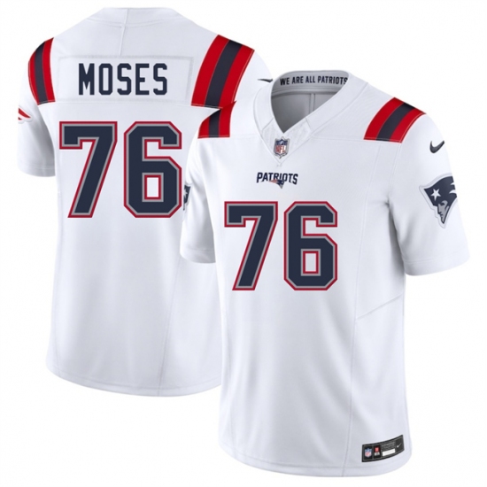 Men's New England Patriots #76 Morgan Moses White 2025 F.U.S.E. Vapor Limited Football Stitched Jersey - Ujersey