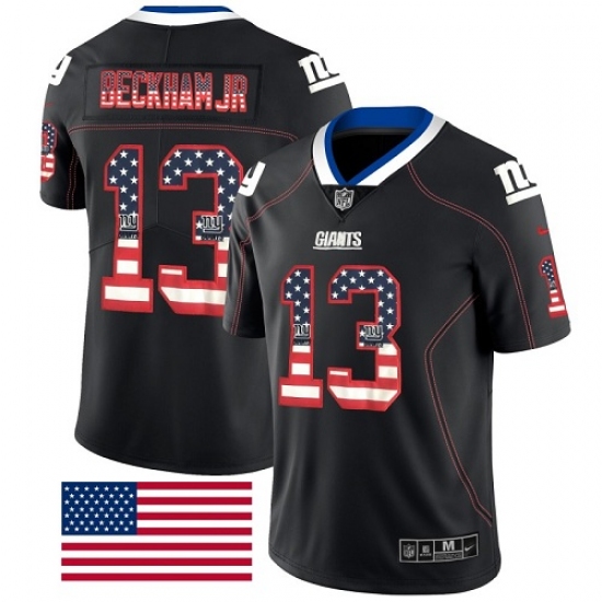 Men's Nike New York Giants #13 Odell Beckham Jr Limited Black Rush USA Flag NFL Jersey - Ujersey