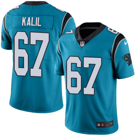 Men's Nike Carolina Panthers #67 Ryan Kalil Limited Blue Rush Vapor Untouchable NFL Jersey - Ujersey
