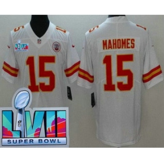 Youth Kansas City Chiefs #15 Patrick Mahomes Limited White Super Bowl LVII Vapor Jersey - Ujersey