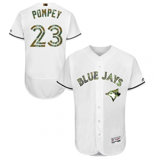 Men's Majestic Toronto Blue Jays #23 Dalton Pompey Authentic White 2016 Memorial Day Fashion Flex Base MLB Jersey
