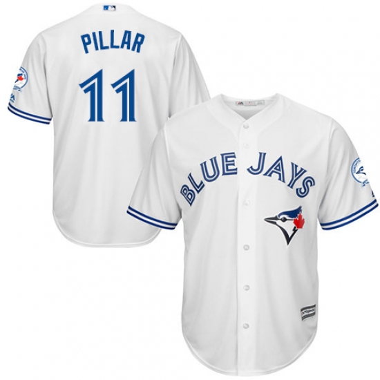 Men's Majestic Toronto Blue Jays #11 Kevin Pillar Replica White Home 40th Anniversary Patch MLB Jersey - Ujersey