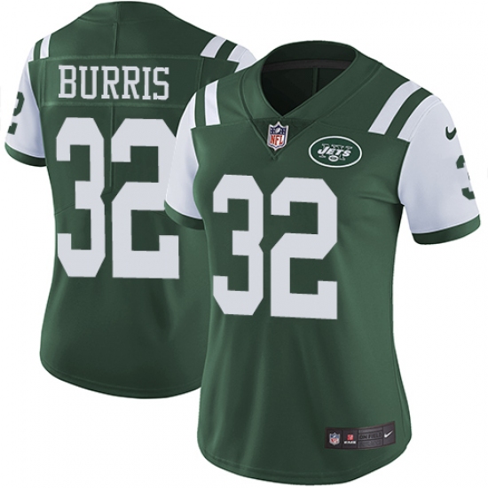 Women's Nike New York Jets #32 Juston Burris Green Team Color Vapor Untouchable Limited Player NFL Jersey - Ujersey