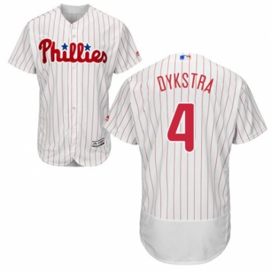 Men's Majestic Philadelphia Phillies #4 Lenny Dykstra White Home Flex Base Authentic Collection MLB Jersey