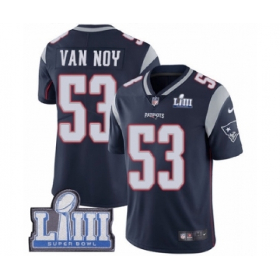 Men's Nike New England Patriots #53 Kyle Van Noy Navy Blue Team Color Vapor Untouchable Limited Player Super Bowl LIII Bound NFL Jersey - Ujersey