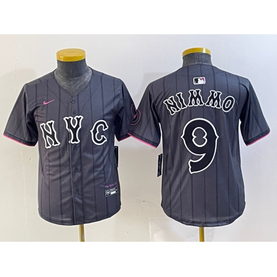 Youth New York Mets #9 Brandon Nimmo Gray 2024 City Connect Cool Base Stitched Jersey - Ujersey