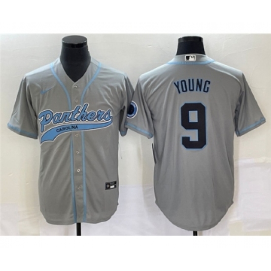 Men's Carolina Panthers #9 Bryce Young Gray Cool Base Stitched Baseball Jersey - Ujersey