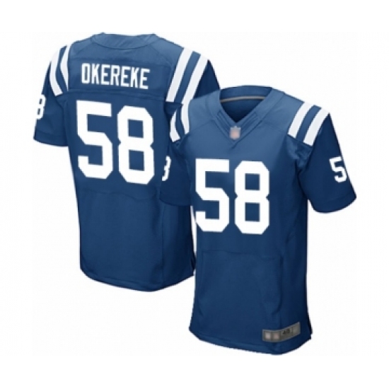 Men's Indianapolis Colts #58 Bobby Okereke Elite Royal Blue Team Color Football Jersey