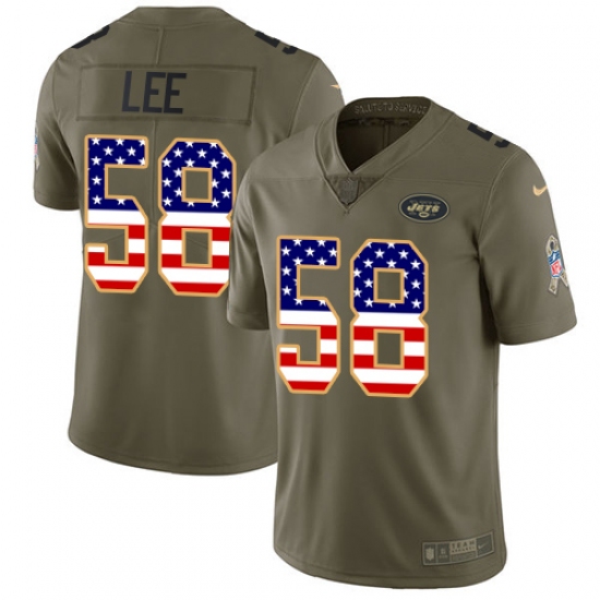 Men's Nike New York Jets #58 Darron Lee Limited Olive/USA Flag 2017 Salute to Service NFL Jersey - Ujersey