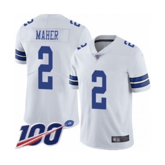 Men's Dallas Cowboys #2 Brett Maher White Vapor Untouchable Limited Player 100th Season Football Jersey - Ujersey