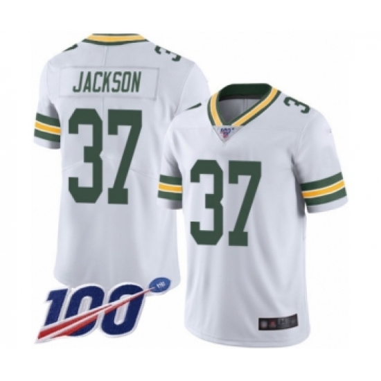 Men's Green Bay Packers #37 Josh Jackson White Vapor Untouchable Limited Player 100th Season Football Jersey - Ujersey