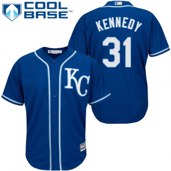 Men's Majestic Kansas City Royals #31 Ian Kennedy Replica Blue Alternate 2 Cool Base MLB Jersey - Ujersey