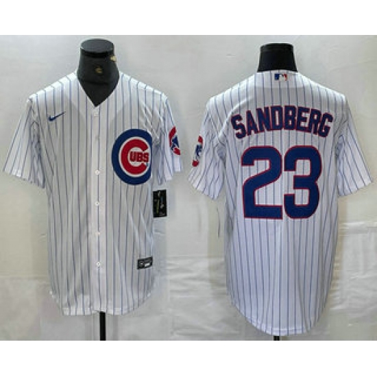 Men's Chicago Cubs #23 Ryne Sandberg White Stitched Cool Base Nike Jersey - Ujersey