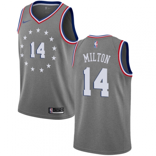 Women's Nike Philadelphia 76ers #14 Shake Milton Swingman Gray NBA Jersey - City Edition - Ujersey