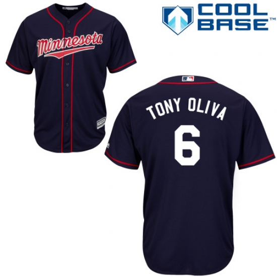 Men's Majestic Minnesota Twins #6 Tony Oliva Replica Navy Blue Alternate Road Cool Base MLB Jersey - Ujersey
