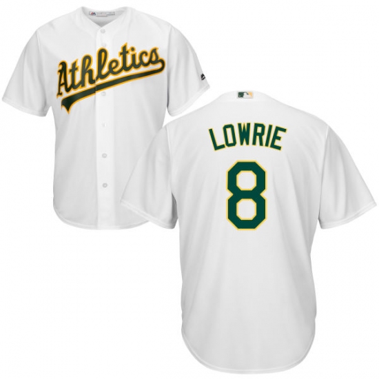 Men's Majestic Oakland Athletics #8 Jed Lowrie Replica White Home Cool Base MLB Jersey - Ujersey