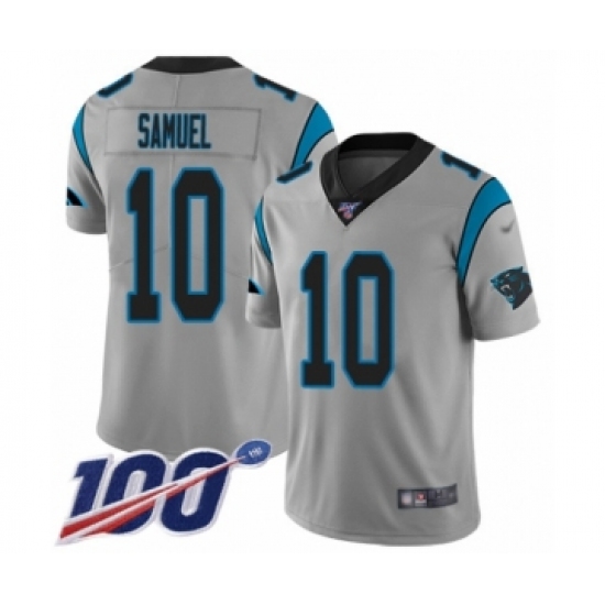Men's Carolina Panthers #10 Curtis Samuel Silver Inverted Legend Limited 100th Season Football Jersey - Ujersey