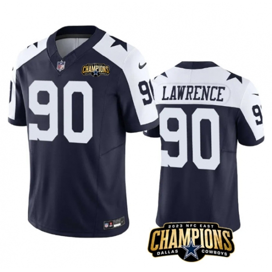 Men's Dallas Cowboys #90 DeMarcus Lawrence Navy White 2023 F.U.S.E. NFC East Champions Football Stitched Jersey - Ujersey