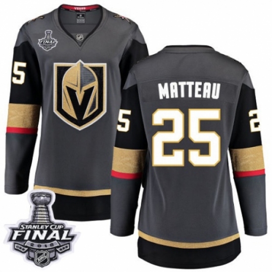 Women's Vegas Golden Knights #25 Stefan Matteau Authentic Black Home Fanatics Branded Breakaway 2018 Stanley Cup Final NHL Jersey - Ujersey