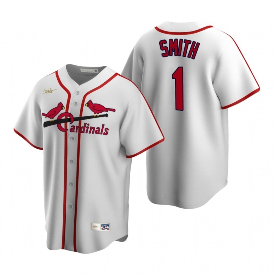 Men's Nike St. Louis Cardinals #1 Ozzie Smith White Cooperstown Collection Home Stitched Baseball Jersey - Ujersey