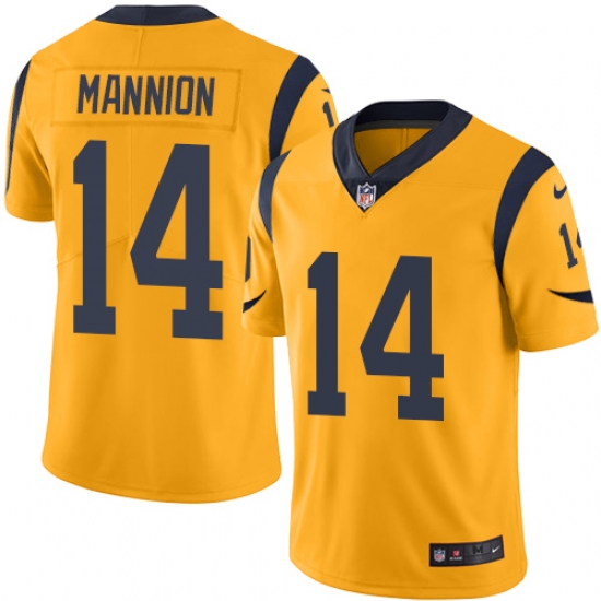 Men's Nike Los Angeles Rams #14 Sean Mannion Limited Gold Rush Vapor Untouchable NFL Jersey - Ujersey