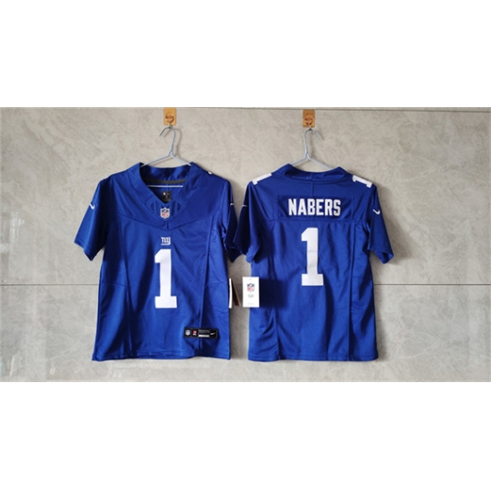 Women's New York Giants #1 Malik Nabers Blue F.U.S.E. Vapor Limited Stitched Jersey(Run Small) - Ujersey
