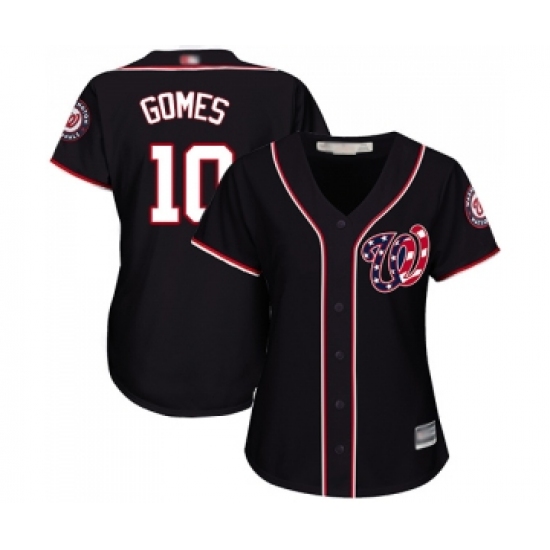 Women's Washington Nationals #10 Yan Gomes Replica Navy Blue Alternate 2 Cool Base Baseball Jersey