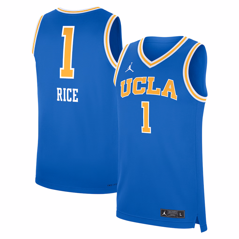 Men's Jordan Brand Kiki Rice Blue UCLA Bruins Replica Basketball Jersey