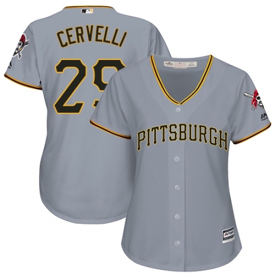 Women's Majestic Pittsburgh Pirates #29 Francisco Cervelli Authentic Grey Road Cool Base MLB Jersey - Ujersey