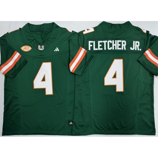 Men's Miami Hurricanes #4 Mark Fletcher Jr. Green F.U.S.E. 2026 Stitched Football Jersey
