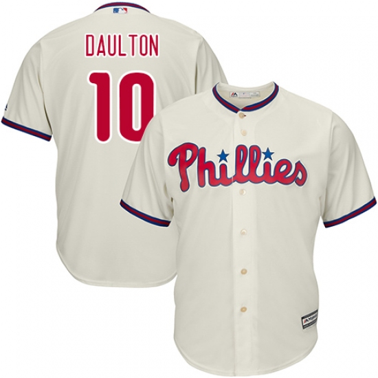 Youth Majestic Philadelphia Phillies #10 Darren Daulton Replica Cream Alternate Cool Base MLB Jersey - Ujersey