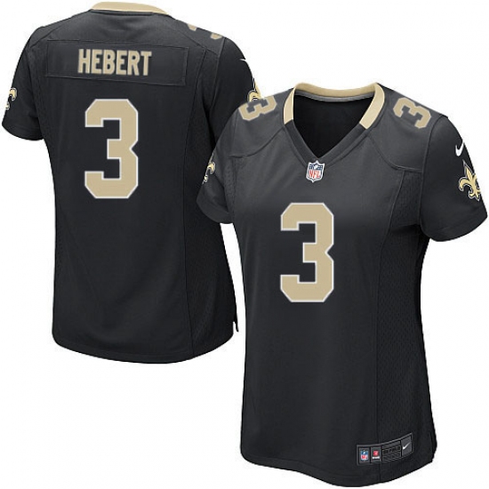 Women's Nike New Orleans Saints #3 Bobby Hebert Game Black Team Color NFL Jersey