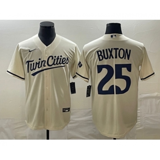 Men's Minnesota Twins #25 Byron Buxton 2023 Cream Cool Base Stitched Jersey - Ujersey