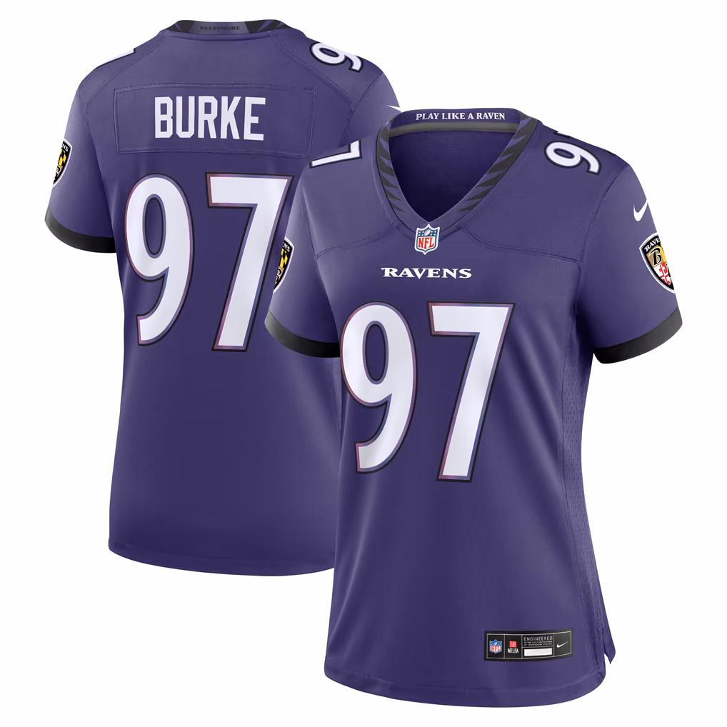 Women's Baltimore Ravens Ethan Burke Nike Purple Team Game Jersey