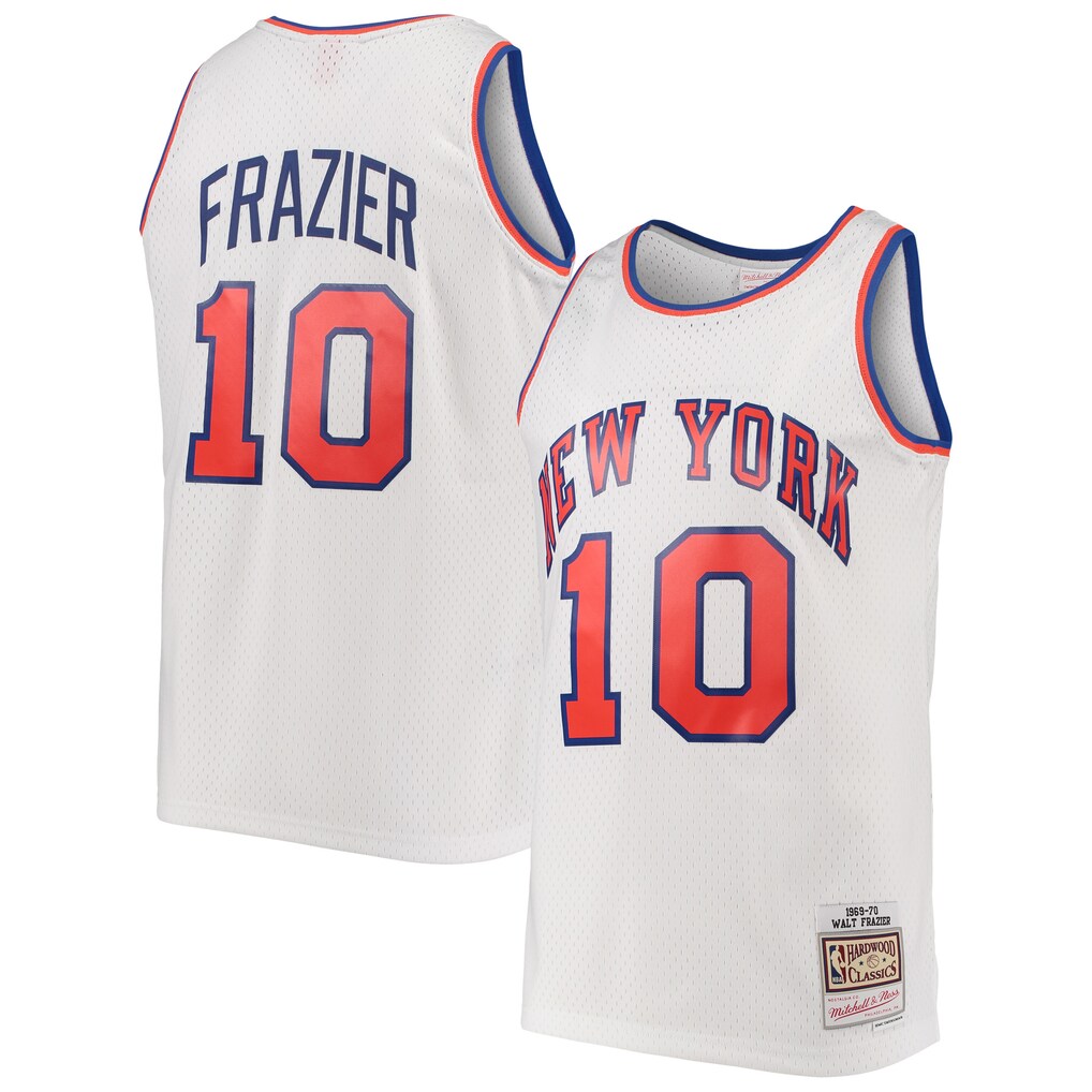 Men's New York Knicks Walt Frazier Mitchell & Ness White Hardwood Classics Swingman Jersey - SUjersey01