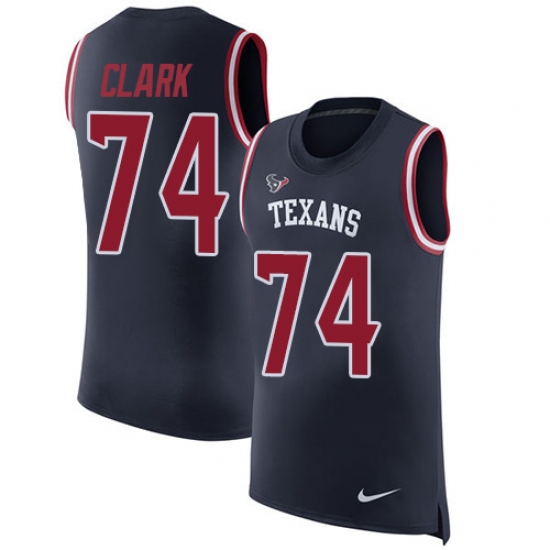 Men's Nike Houston Texans #74 Chris Clark Limited Navy Blue Rush Player Name & Number Tank Top NFL Jersey - Ujersey