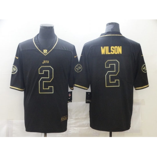 Men's New York Jets #2 Zach Wilson Nike Black Gold Draft First Round Pick Leopard Jersey - Ujersey