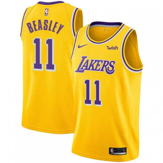 Youth Nike Los Angeles Lakers #11 Michael Beasley Swingman Gold NBA Jersey - Icon Edition - Ujersey